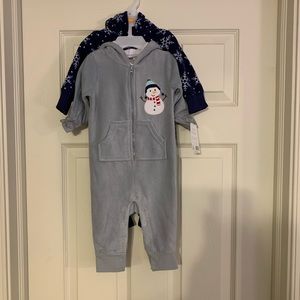 Hudson Baby 2 Hooded Fleece Jumpsuits 3-6 Months